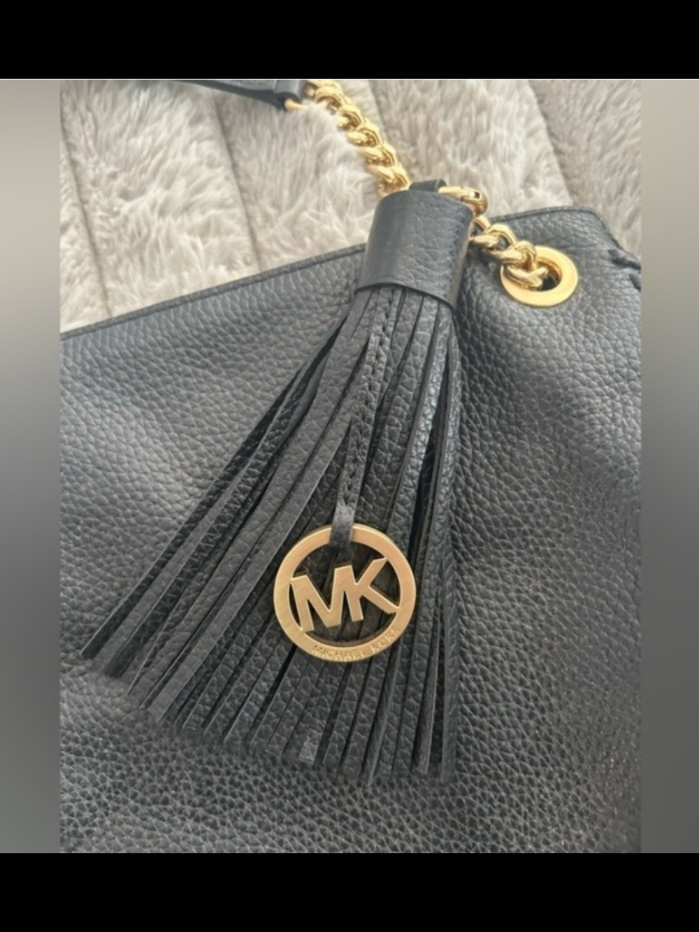 Michael Kors Chelsea Whipped Pebbled Shoulder Tote + Tassle + Gold Chain Strap - Picture 2 of 6